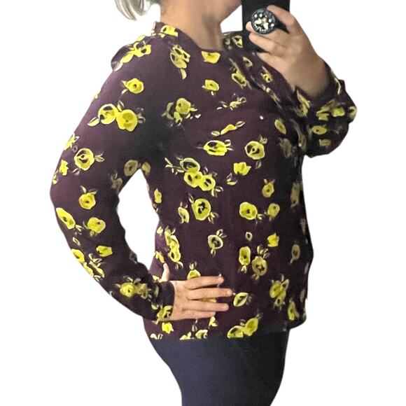 Calvin Klein MEDIUM Printed Roll Tab Sleeve Blouse - Stitch Fix Button Up Top - Picture 4 of 15